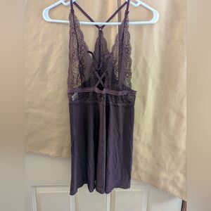 Purple Lace Chemise with Adjustable Straps